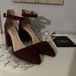 Lulus Ellarose Burgundy Suede Ankie Strag
Heols
